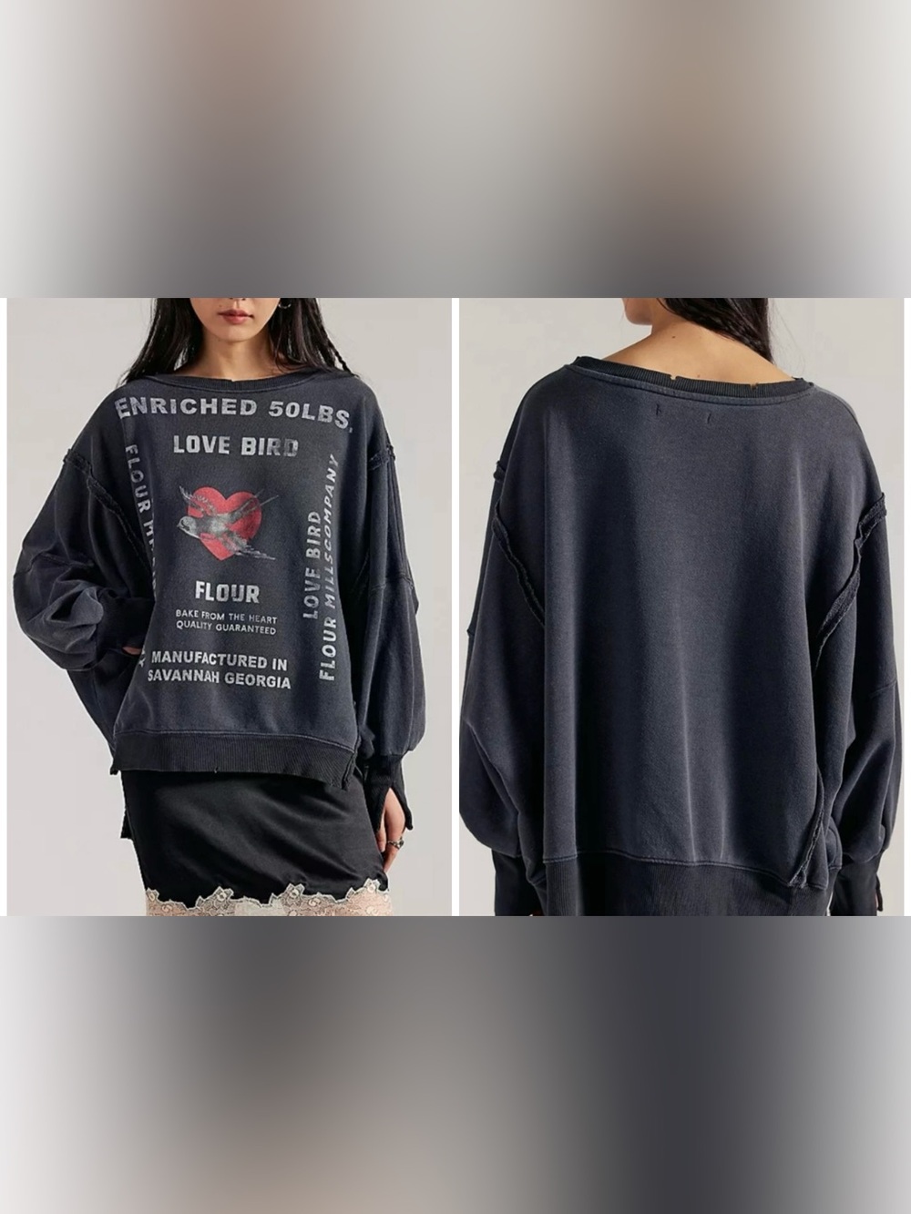 NWOT Free People We The Free Graphic Camden Pullover - love bird combo - XS